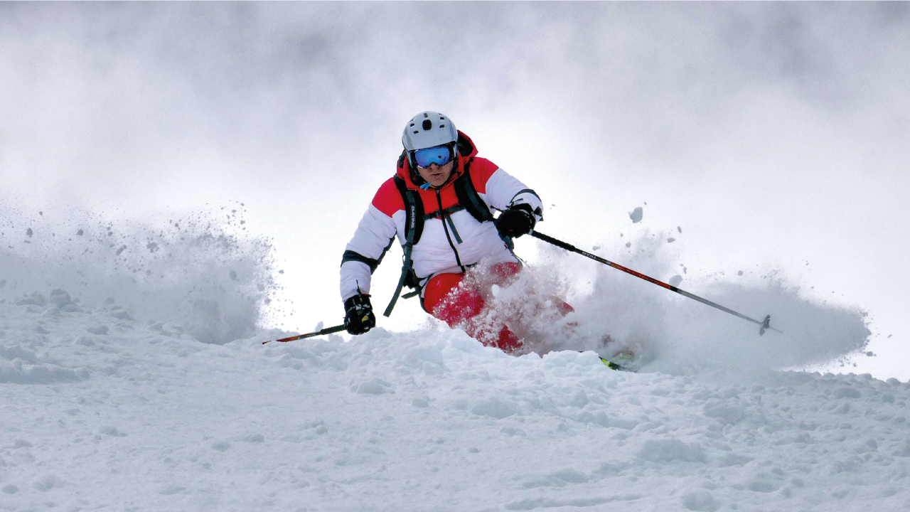 A man skiing in snow