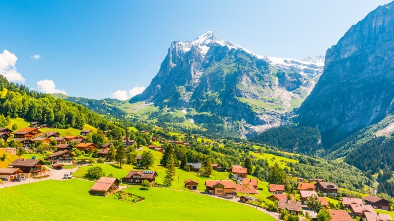 Scenic view of Grindelwald village in Switzerland