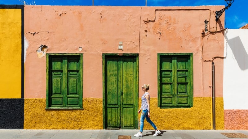 Woman walking in the streets of Puerto de la Cruz