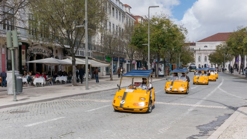 Tourists driving a rented GoCar