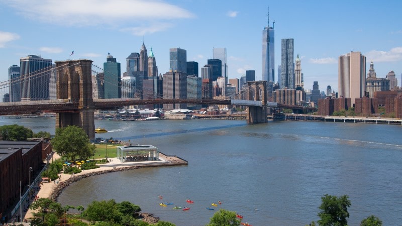 View of Brooklyn Bridge and the Financial District