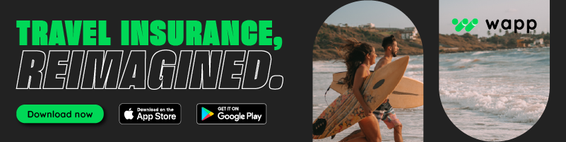 Travel insurance, reimagined. Download now. Banner graphic.