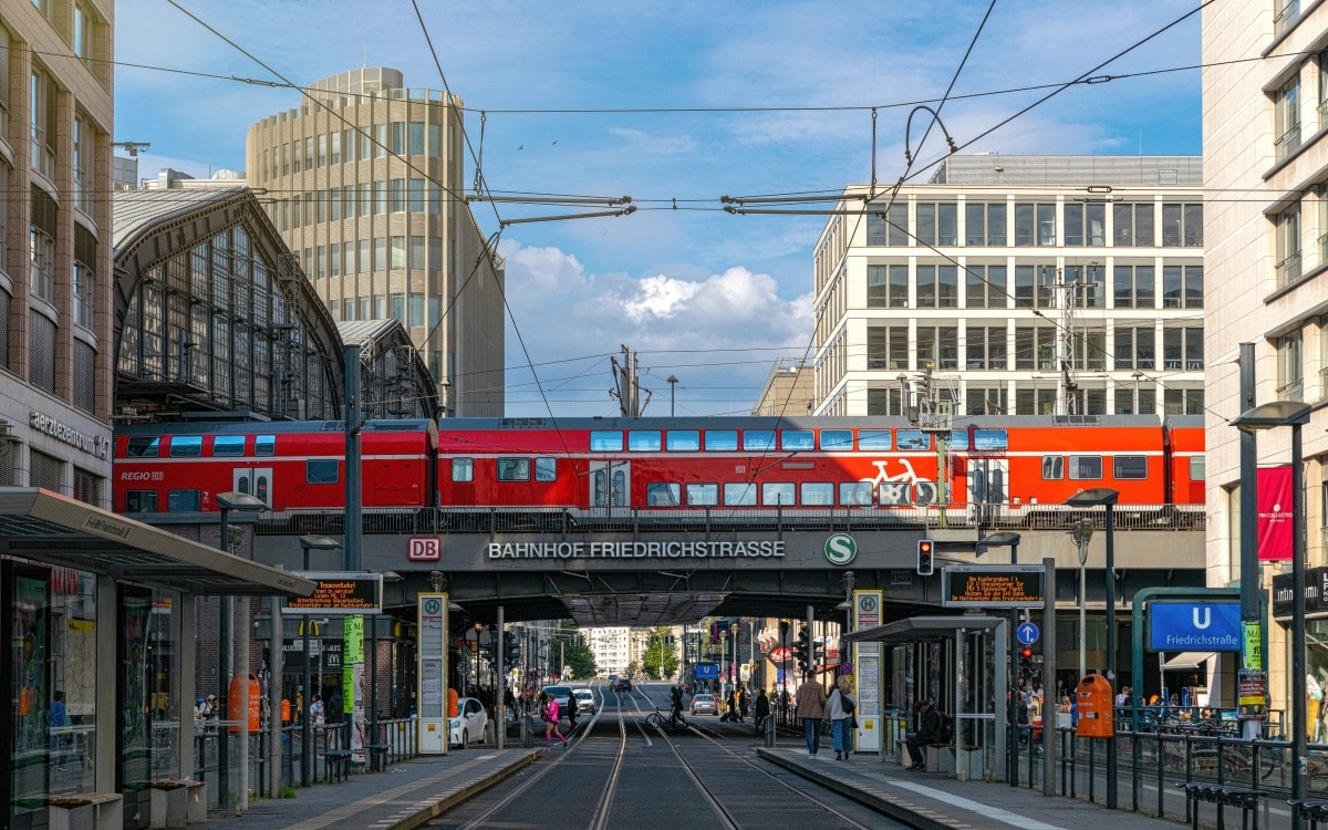View of a train in the S-Bahn downtown
