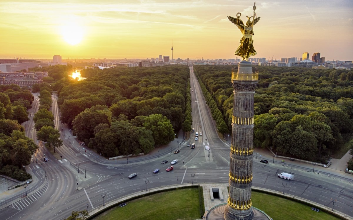 View of Victory Column in Tiergarten Berlin