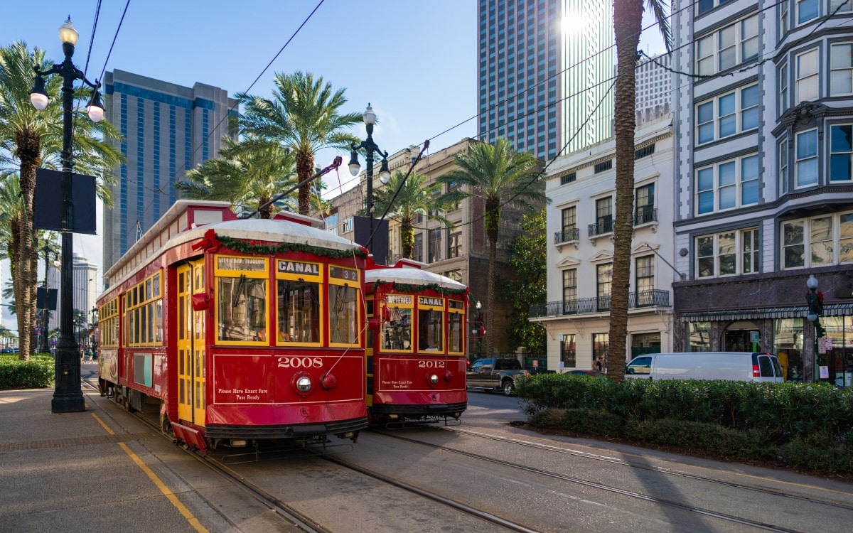 New Orleans streetcars in Canal Street