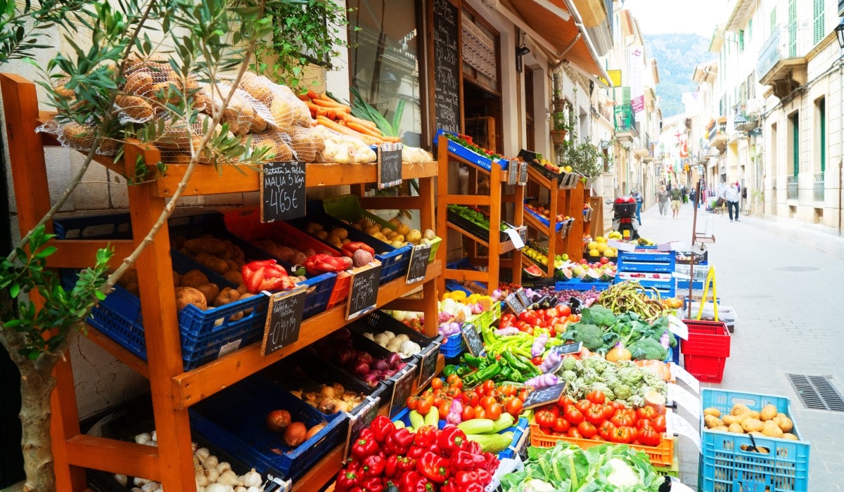 Local street market selling fruit and vegetables