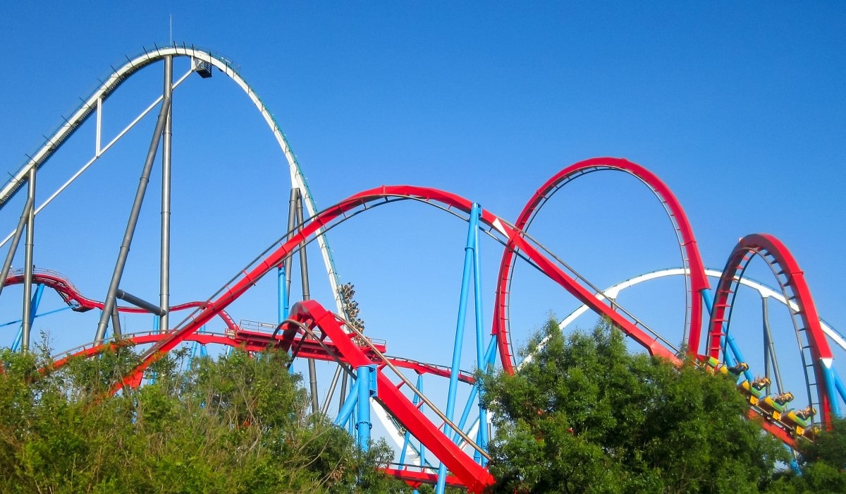 View of a roller coaster in Port Aventura